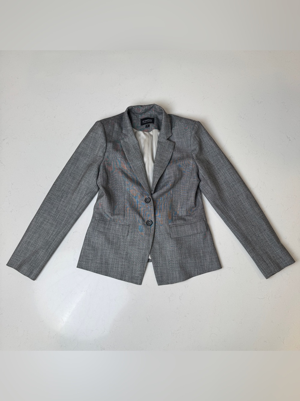 le chateau Women's Gray Two-Button Tailored Blazer